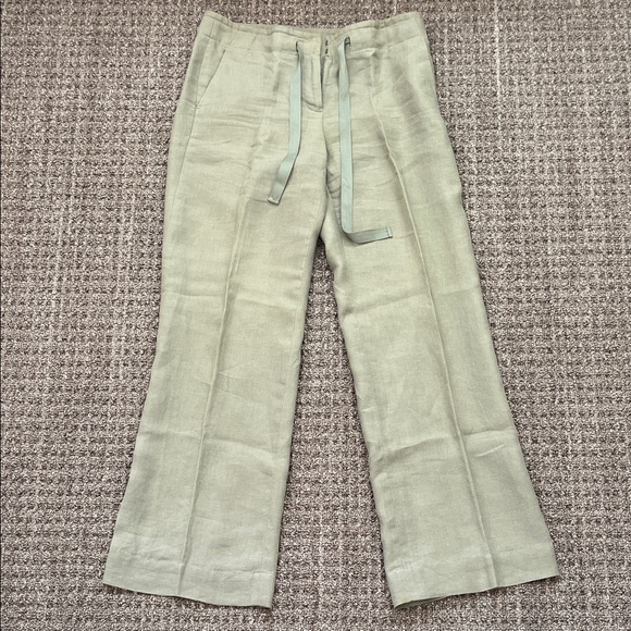 Talbots Sage Green Linen Pants with Drawstring - Picture 1 of 2